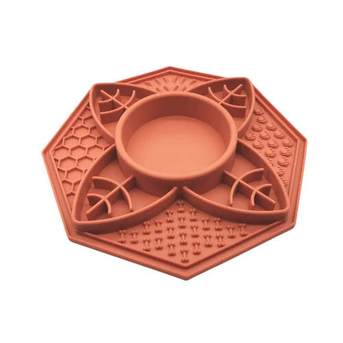Flower Mandala Slow Feeder Lick Mat Bowl - Terracotta - Main Image