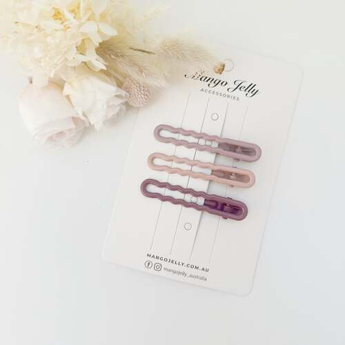 MANGO JELLY Gloss Glaze Wavy Hair Clips - Latte - Twin Pack - Main Image
