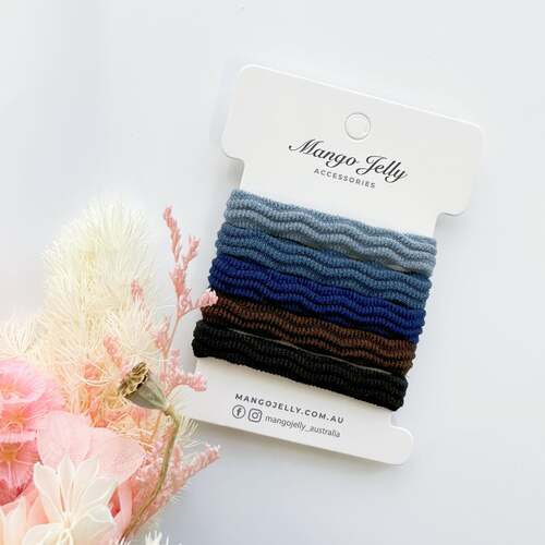 MANGO JELLY Metal Free Textured Hair ties 4cm (Thick) - Blue-One Pack - Main Image