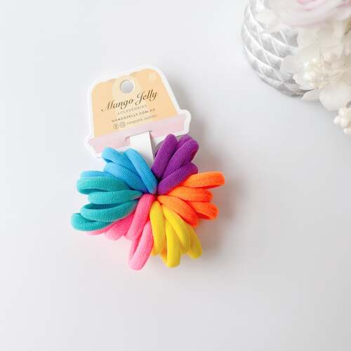 MANGO JELLY Metal Free Hair Ties (3cm) - Colour Wheel 24P - One Pack - Main Image