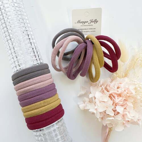 MANGO JELLY Metal Free Hair ties (4.5cm) - Blush Mixed 10P - Three Pack - Main Image