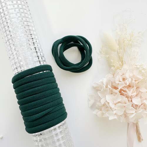 MANGO JELLY Metal Free Hair ties (4.5cm) - School Colour Bottle Green 10P - One Pack - Main Image