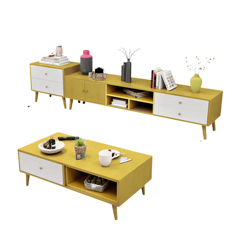 NNECN Modern TV Stand Side table & Coffee Table package for Living Room - Main Image