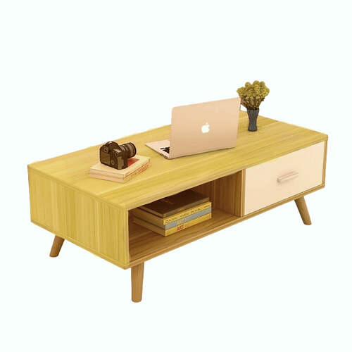 NNECN Coffee Table with Storage Drawer and Open Shelf - Main Image
