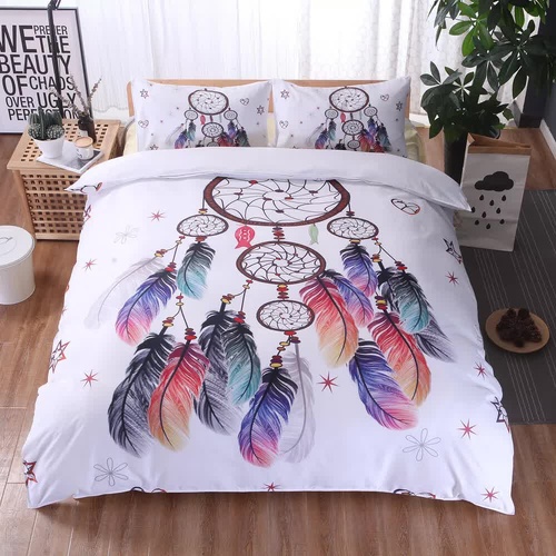 Dream catcher Printed Duvet Cover Set with Matching Pillowcases - white-Super King - Main Image