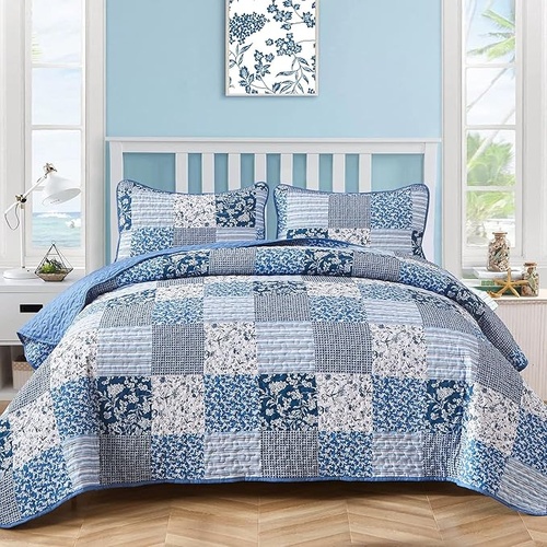 Vintage-Inspired Big Check Queen Bedding Set Cozy & Stylish - Main Image