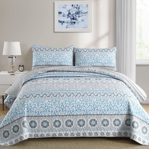 Joyful Quilted coverlet and pillowcovers set: Brighten Up Your Bedroom - Queen size - Main Image