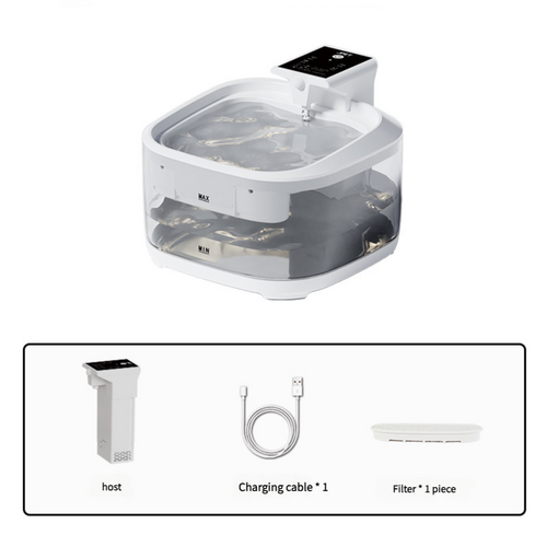 4.5L Smart Pet Water Fountain with Digital Display and Charging Cable – White Design - Main Image
