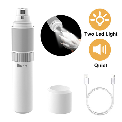 Rechargeable Pet Nail Grinder with Quiet Motor and LED Lights- USB Charging, Two-Speed Settings - Main Image