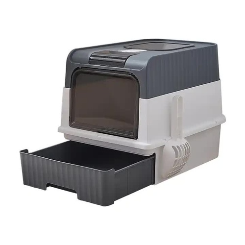 Large Enclosed Cat Litter Box with Drawer and Scoop - Odor Control, Removable Tray, Easy Clean Design - Main Image