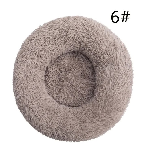 Calming Donut Pet Bed -Soft Faux Fur, Anti-Anxiety Fluffy Round Bed for Cats and Small Dogs (Beige Brown)40cm - Main Image