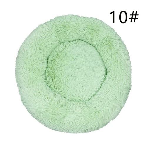 Calming Donut Pet Bed -Soft Faux Fur, Anti-Anxiety Fluffy Round Bed for Cats and Small Dogs (Green)40cm - Main Image