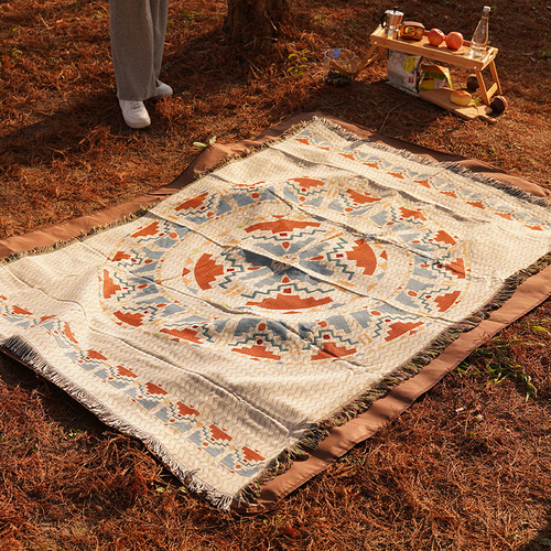 2pcs pack set 180*130cm Bohemian Picnic Blanket, Waterproof Camping Blanket, Outdoor Rug for Camping, Picnic, Beach - Main Image