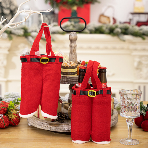 6pcs Small one Christmas Decoration Supplies, Christmas Pants, Gift Bags, Small Pants Candy Bags, Tote Bags, Wine Bottle Sets, Coke Bags - Main Image