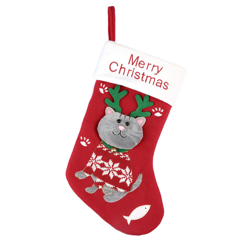 2pcs cute cat christmas stockings cartoon christmas socks gift bag christmas decoration socks christmas tree pendant - Main Image