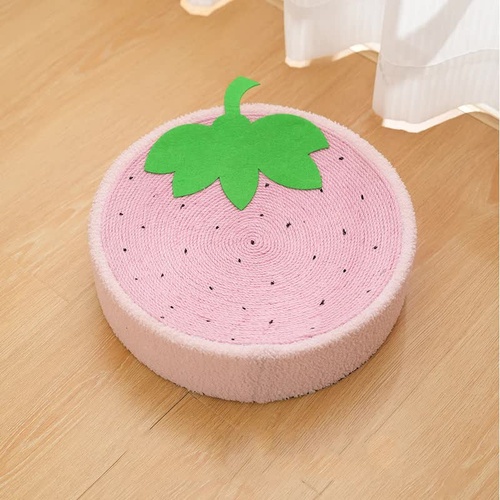 Strawberry-Shaped Cat Scratcher Bed - Fun Sisal Pad for Cats 40*40*10cm - Main Image