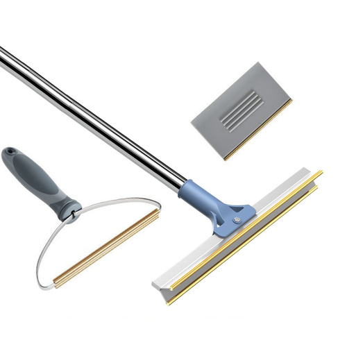 Pet Hair Removal Tool Set - Multi-Purpose Sweeper with Scraper and Handheld Fur Remover  Grey - Main Image