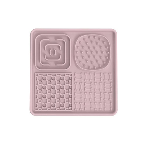 Multi-Functional Slow Feeder Mat for Dogs- Anti-Slip Lick Pad with Multiple Textures Square 2PCS (Blue & Pink) - Main Image
