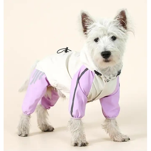 Waterproof Dog Raincoat with Hidden Leash Hole - Windproof and Comfortable for Outdoor Walks, Size:S (Back Length 20cm/7.87in, Bra 31cm/12.20in) Purpl - Main Image