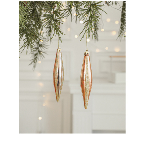 Set of 10 Christmas Ornaments -Gold & Rose Gold Holiday Tree Decorations - Main Image