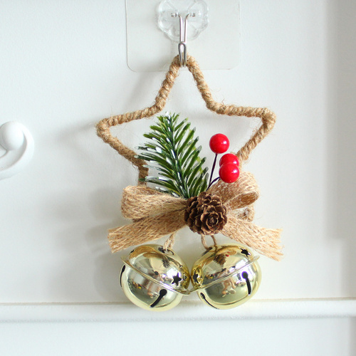 Rustic Christmas Star Ornament with Pinecone, Berries, and Bells - Holiday Home Decor (10 pieces) - Main Image