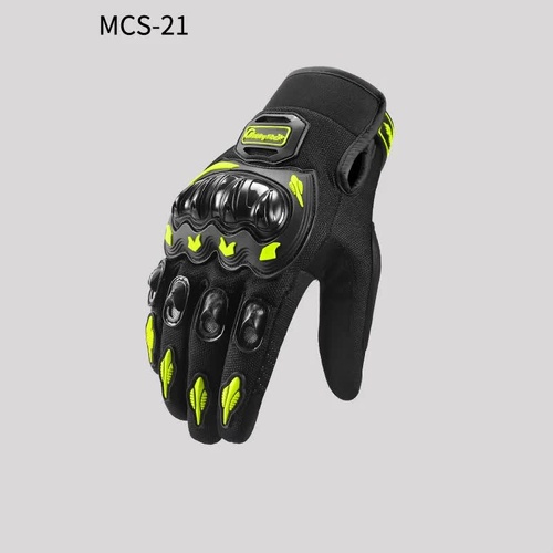 High-Performance Motorcycle Riding Gloves with Hard Knuckle Protection - Anti-Slip, Touchscreen Compatible, Neon Accents (Green,XL size) - Main Image