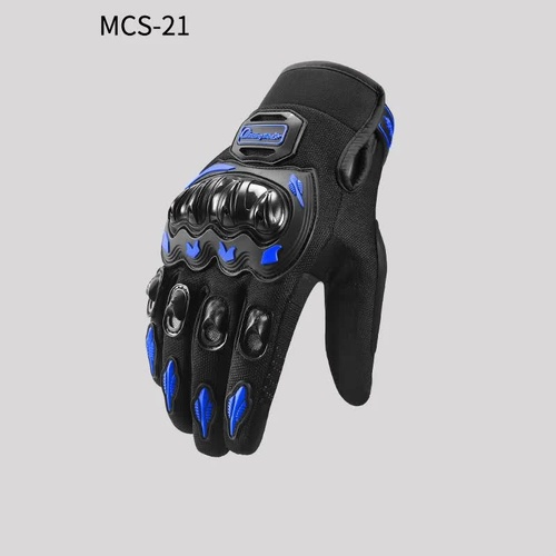 High-Performance Motorcycle Riding Gloves with Hard Knuckle Protection - Anti-Slip, Touchscreen Compatible, Neon Accents (blue,L size) - Main Image