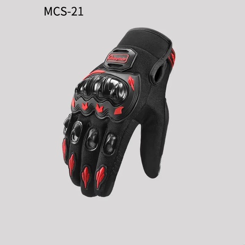 High-Performance Motorcycle Riding Gloves with Hard Knuckle Protection - Anti-Slip, Touchscreen Compatible, Neon Accents (Red,M size) - Main Image