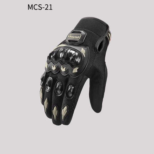 High-Performance Motorcycle Riding Gloves with Hard Knuckle Protection - Anti-Slip, Touchscreen Compatible, Neon Accents (Black,L size) - Main Image