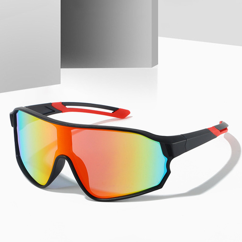 Fashionable Sports Sunglasses with Colorful Mirror Lenses – UV400 Protection for Cycling & Outdoor Activities  Orange red - Main Image