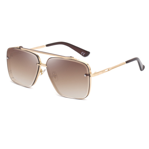 Gold Square Sunglasses,Fashionable Men's Metal, UV400 Gradient Lenses for Timeless Style - Main Image