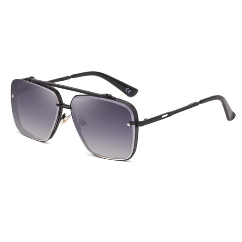Black Grey Square Sunglasses,Fashionable Men's Metal, UV400 Gradient Lenses for Timeless Style - Main Image