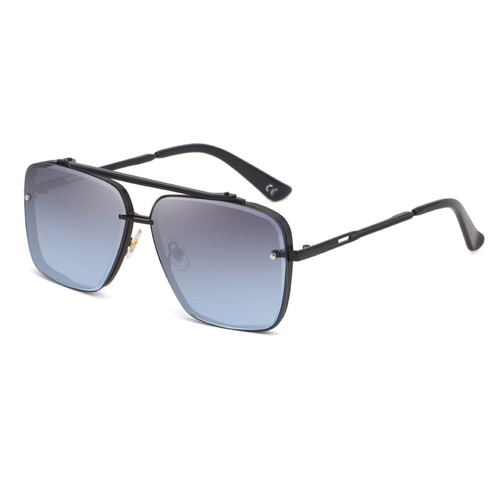 Grey  Blue Sunglasses,Fashionable Men's Metal, UV400 Gradient Lenses for Timeless Style - Main Image