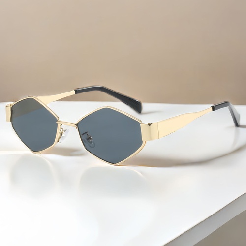 Chic Geometric Sunglasses Women's Fashion Metal Frame Sun Glasses Men Vintage Non-Mirrored Lenses Optical Gafas UV400 - Main Image