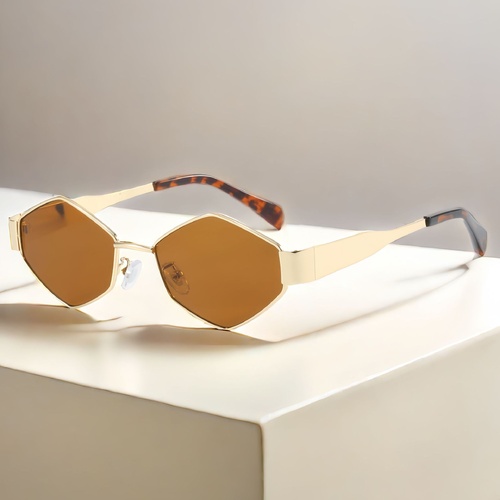 Chic Geometric Sunglasses Women's Fashion Metal Frame Sun Glasses Men Vintage Non-Mirrored Lenses Optical Gafas UV400 - Main Image