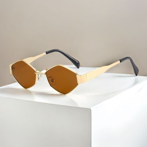 Chic Geometric Sunglasses Women's Fashion Metal Frame Sun Glasses Men Vintage Non-Mirrored Lenses Optical Gafas UV400 - Main Image