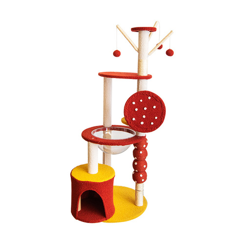 Cat Tree with Candied Hawthorn Theme, Featuring Multiple Platforms, Scratching Posts 50*58*130cm - Main Image