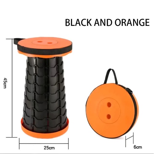 Portable Collapsible Telescopic Stool - Foldable, Lightweight, Adjustable, and Compact Camping Chair (Orange-black) - Main Image