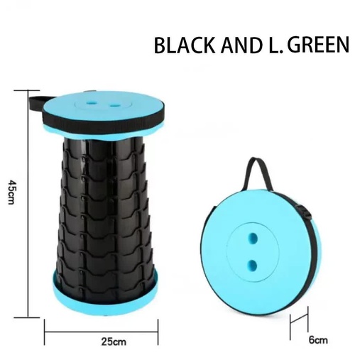 Portable Collapsible Telescopic Stool - Foldable, Lightweight, Adjustable, and Compact Camping Chair (Black-Light green) - Main Image