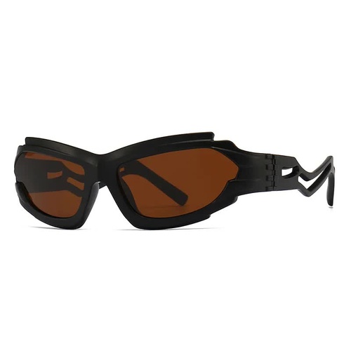 Futuristic Sports Wrap Man Sunglasses - Bold Brown Frames with UV Protection - Main Image