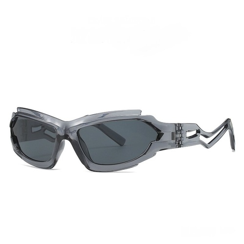Futuristic Sports Wrap Man Sunglasses - Bold Gray Frames with UV Protection - Main Image