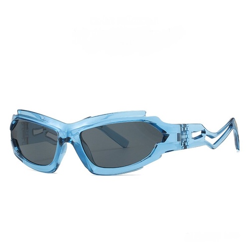 Futuristic Sports Wrap Man Sunglasses - Bold Blue Frames with UV Protection - Main Image