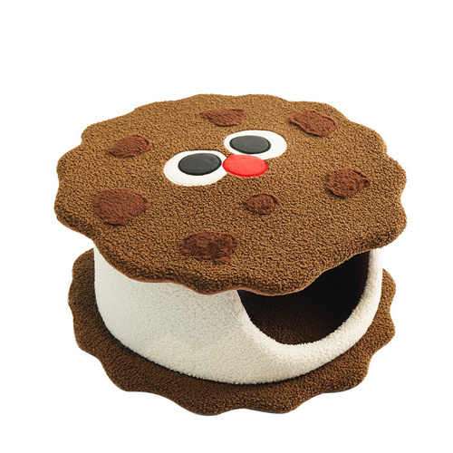 Adorable Cookie-Shaped Cat Bed - Cozy and Playful Pet Hideout (50x20 cm) - Main Image