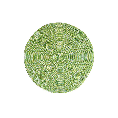 Round Woven Placemats -Colorful Braided Table Mats for Dining & Home Decor 18cm 10pcs Green - Main Image