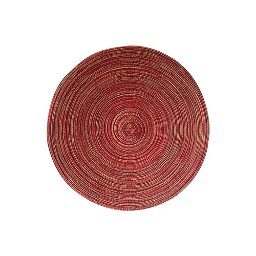 Round Woven Placemats -Colorful Braided Table Mats for Dining & Home Decor 30cm 10pcs Red - Main Image