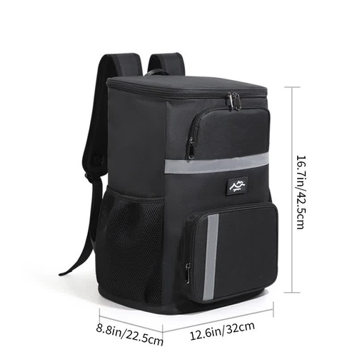 Insulated Cooler Backpack - Portable Outdoor Picnic and Beverage Bag with Bottle Opener (Black) - Main Image