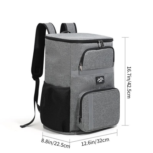Insulated Cooler Backpack - Portable Outdoor Picnic and Beverage Bag with Bottle Opener (Gray) - Main Image