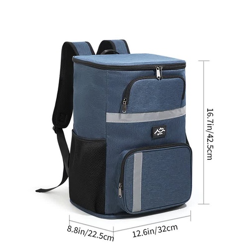 Insulated Cooler Backpack - Portable Outdoor Picnic and Beverage Bag with Bottle Opener (Navy blue) - Main Image
