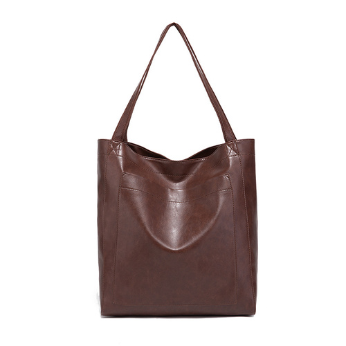 Vintage PU Leather Tote Bag - Stylish and Spacious Everyday Shoulder Bag  (Cameo Brown) - Main Image