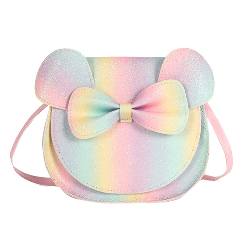 Adorable Bow Bear Crossbody Bag for Kids - rainbow-colored Shoulder Bag 18*17*8cm - Main Image